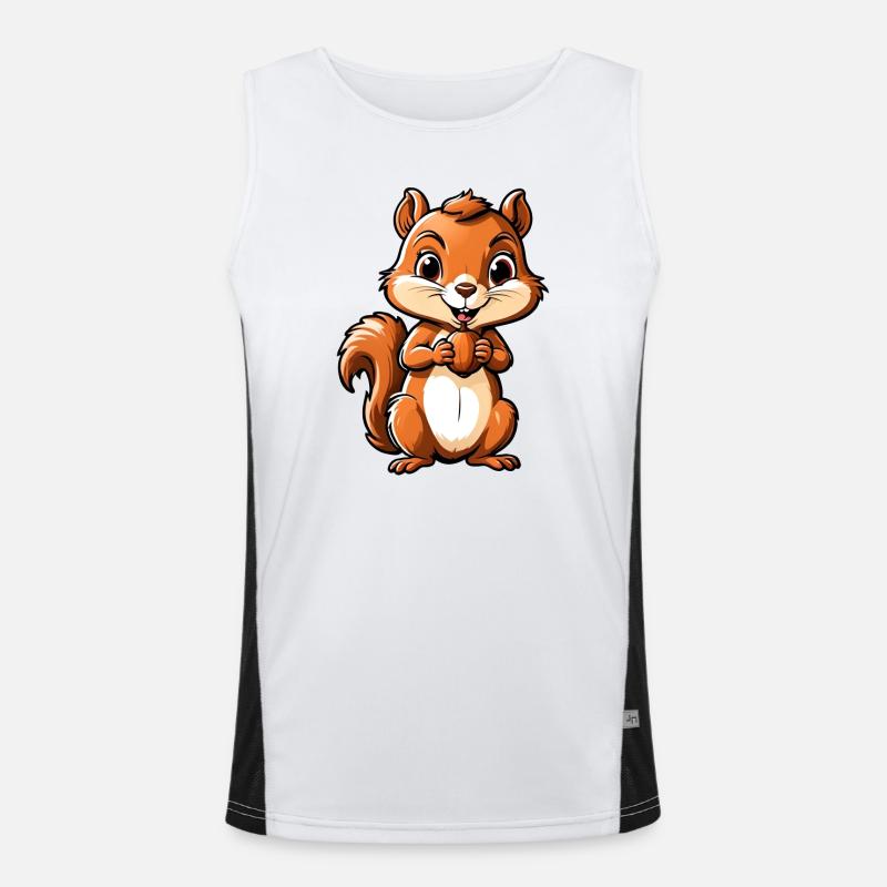 Niedliches Cartoon-Eichhörnchen mit Eichel Funktionelles Kontrast-Tank Top für Männer 