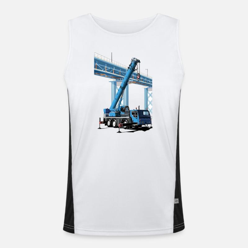 Mobile crane assembles bridge sections - Men's Functional Contrast Tank Top  - white/black