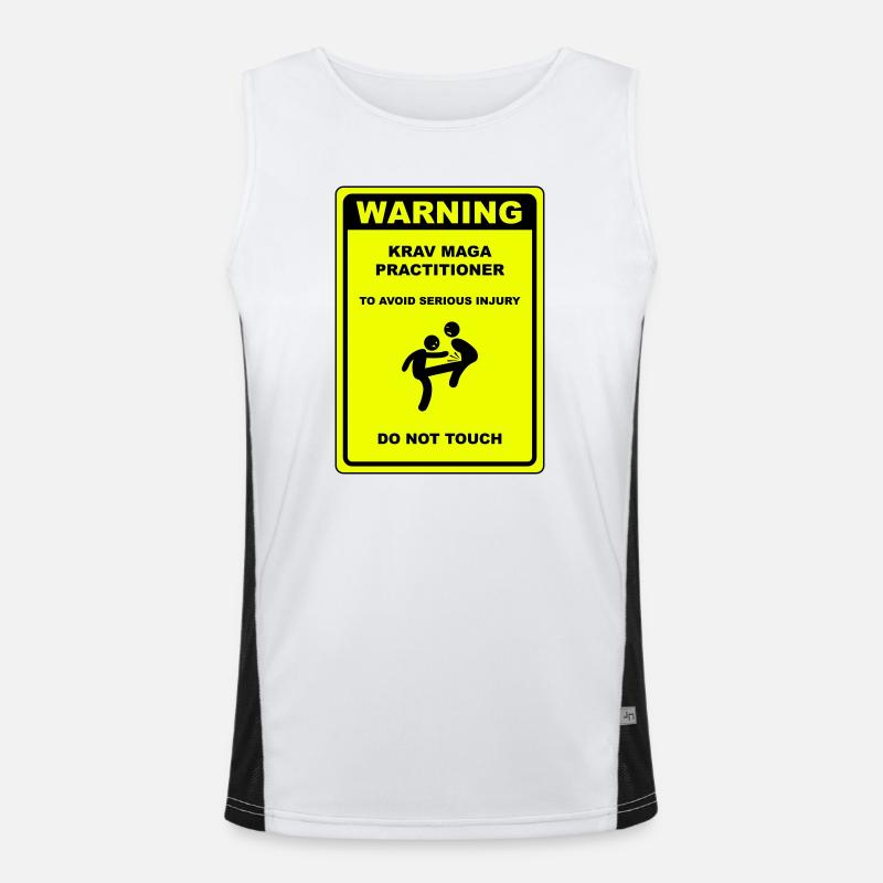 Warning! Krav Maga practitioner! - Men's Functional Contrast Tank Top  - white/black