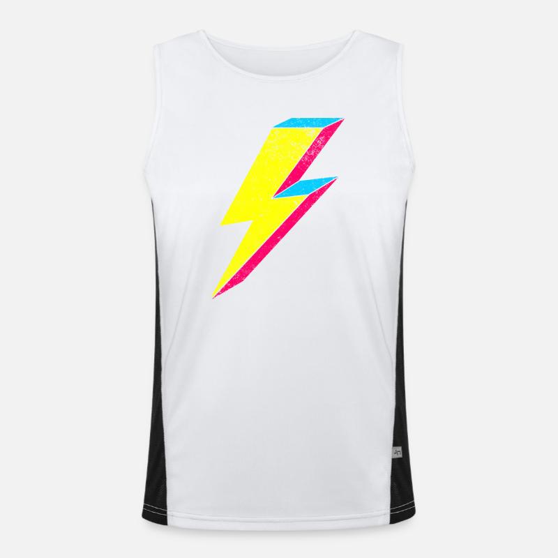 Neon Flash Lightning Design 70s 80s Men's Functional Contrast Tank Top 