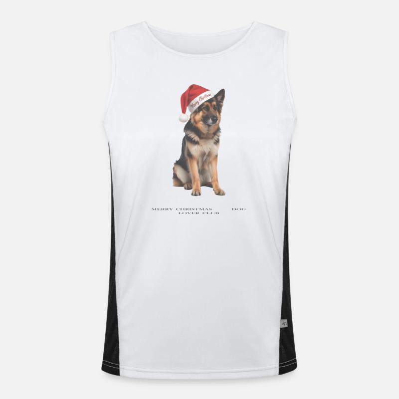 Deutscher Schäferhund Weihnachtsmütze Funktionelles Kontrast-Tank Top für Männer 