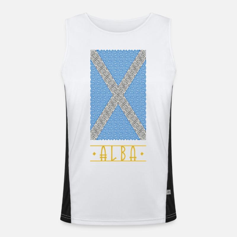 Schottische Flagge im Wikingerstil oder keltisches Piktenkreuz Funktionelles Kontrast-Tank Top für Männer 