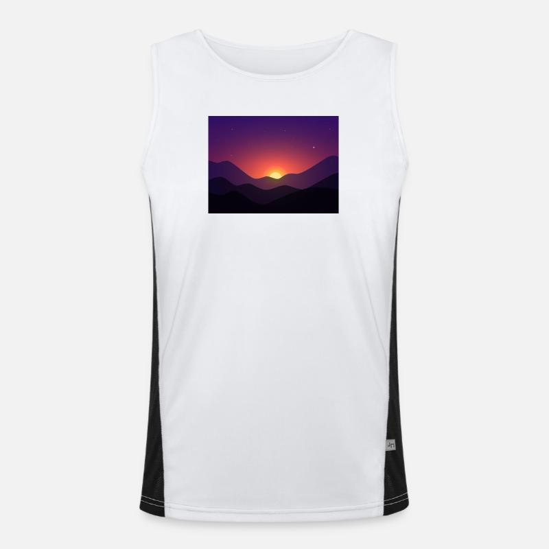Sunset mountain in gradient Men's Functional Contrast Tank Top 