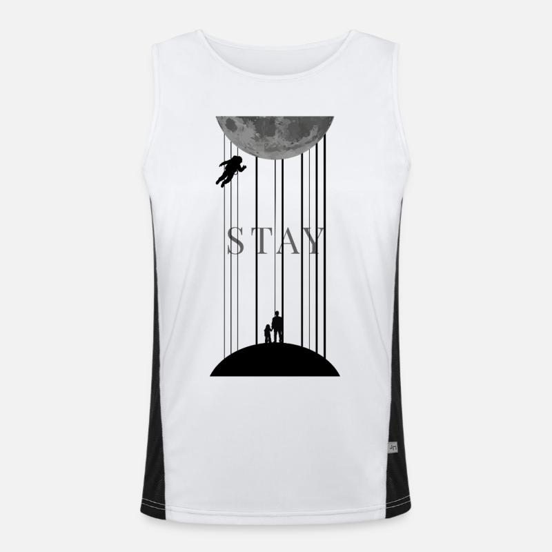 Weltall Interstellar mit Morse Code Stay Funktionelles Kontrast-Tank Top für Männer 