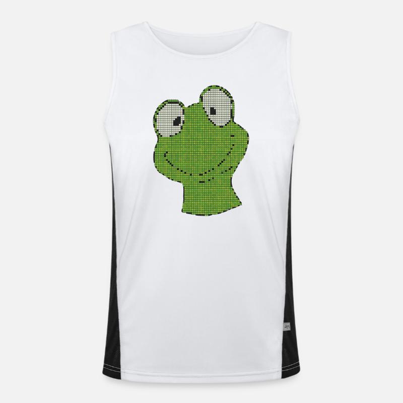 Pixel Frog Pixel Vert Smiley Débardeur respirant contrasté Homme 