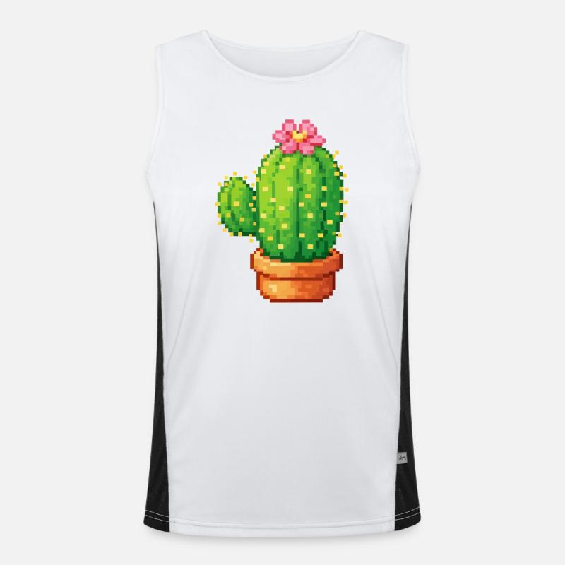 Cactus pixel avec fleur Débardeur respirant contrasté Homme 