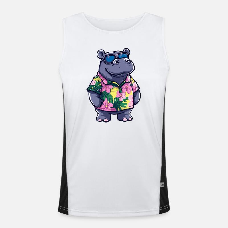 Nilpferd Comic Urlaub Funktionelles Kontrast-Tank Top für Männer 