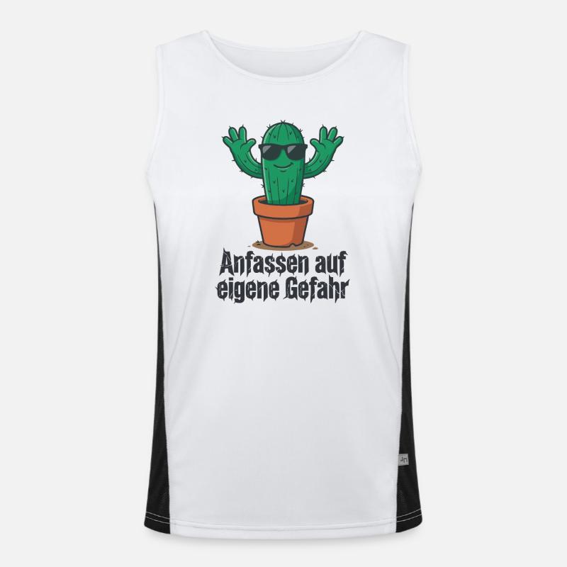 Cactus Sunglasses Warning ! - Men's Functional Contrast Tank Top  - white/black