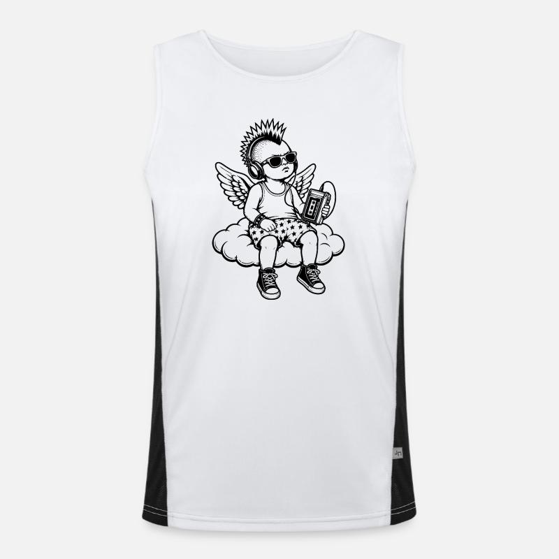 Punk Cherub avec Walkman sur le nuage Débardeur respirant contrasté Homme 