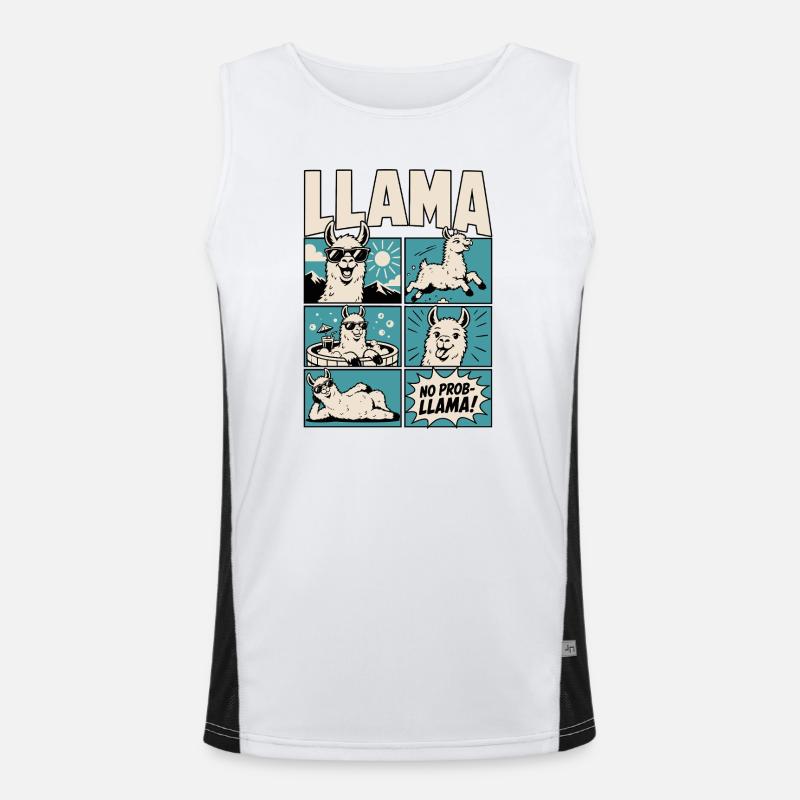 Chill Llama Comic Design - Men's Functional Contrast Tank Top  - white/black