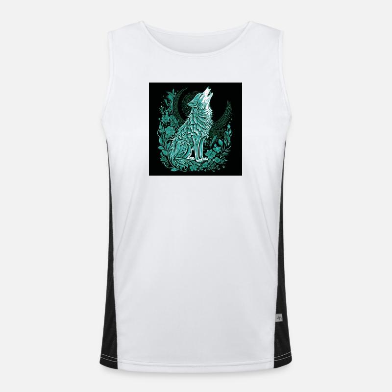 Moon Wolf Line Style with Flora Men's Functional Contrast Tank Top 