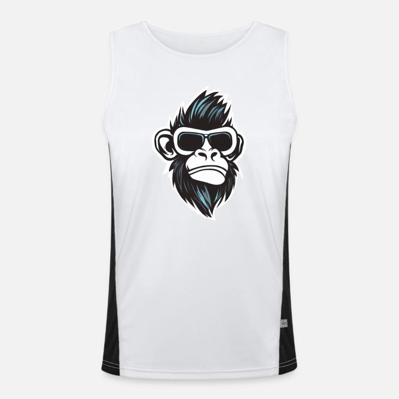 Cooler Affe - Rock and Roll mit Sonnenbrille Funktionelles Kontrast-Tank Top für Männer 