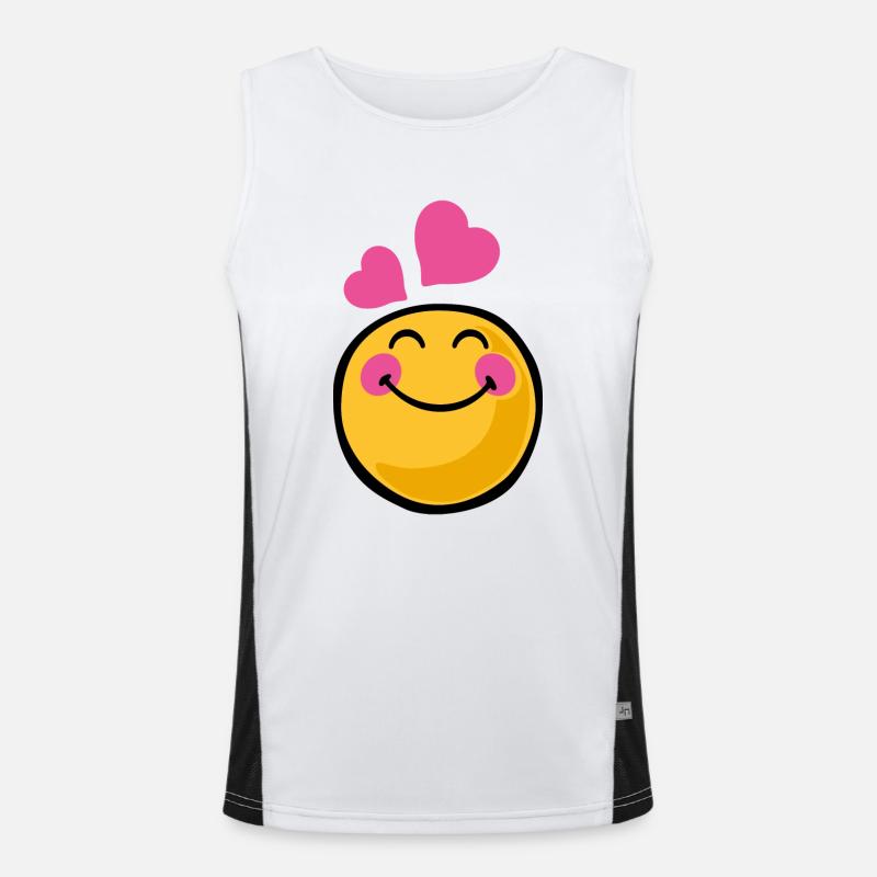 Smiley romantic - Funktionel kontrast tanktop til herrer - hvid/sort