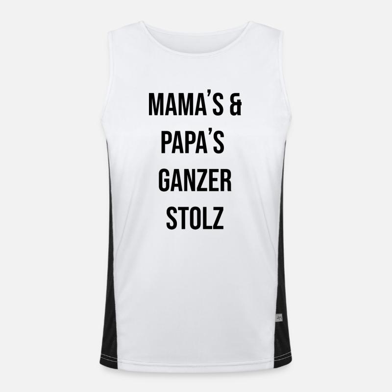 mama papa Eltern stolz Kinder babys Schrift Funktionelles Kontrast-Tank Top für Männer 