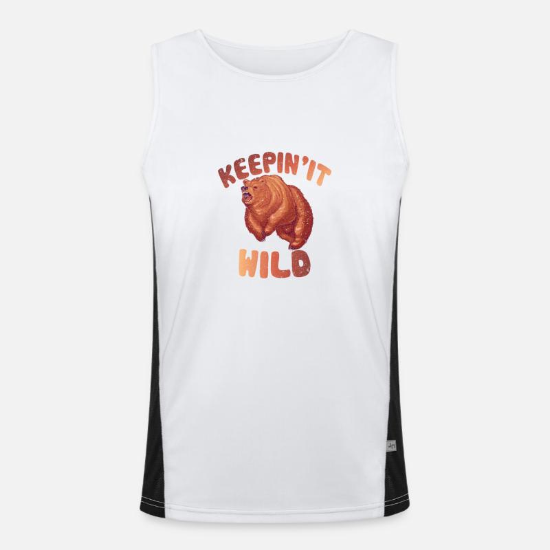 Bear is upset with keeping it wild saying Men's Functional Contrast Tank Top 