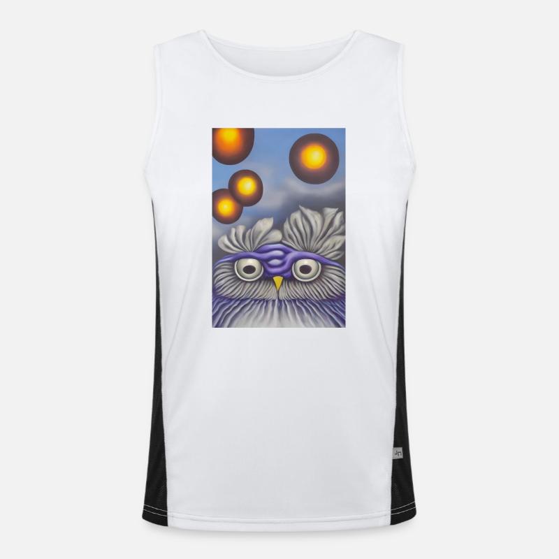 Eule mit Mond Funktionelles Kontrast-Tank Top für Männer 