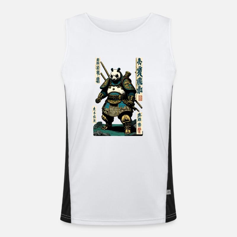 Panda en armure de samouraï dans le style ukiyo-e Débardeur respirant contrasté Homme 