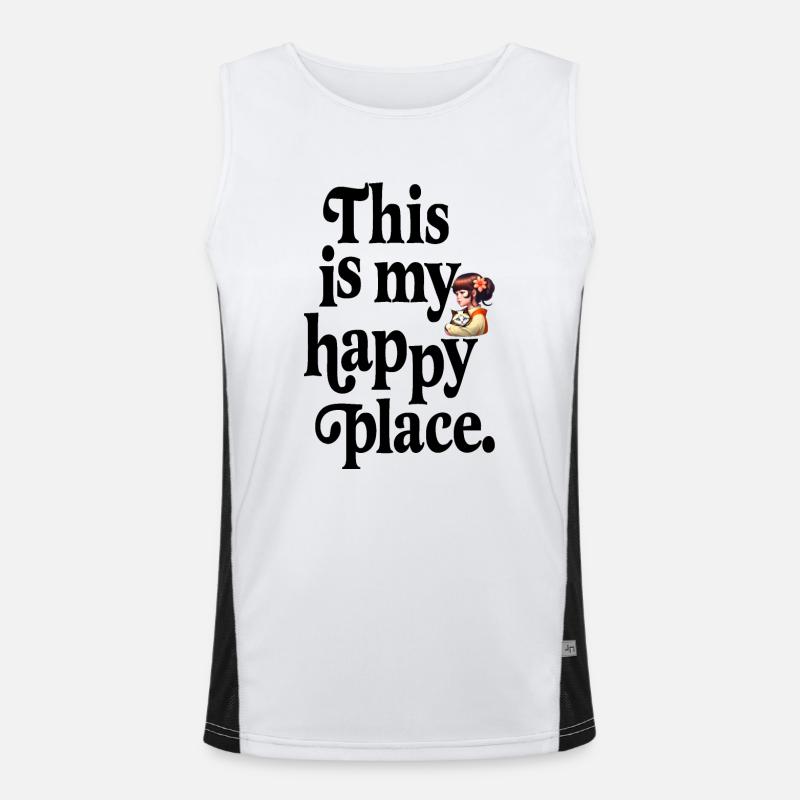 this is my happy place typography. Men's Functional Contrast Tank Top 