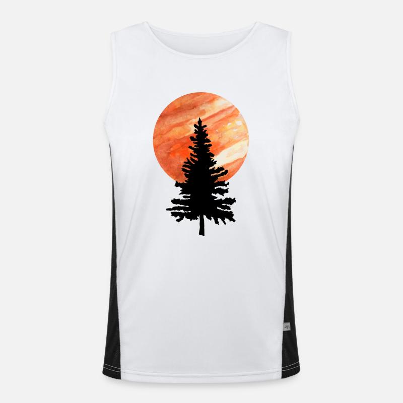Arbre pin et lune Débardeur respirant contrasté Homme 
