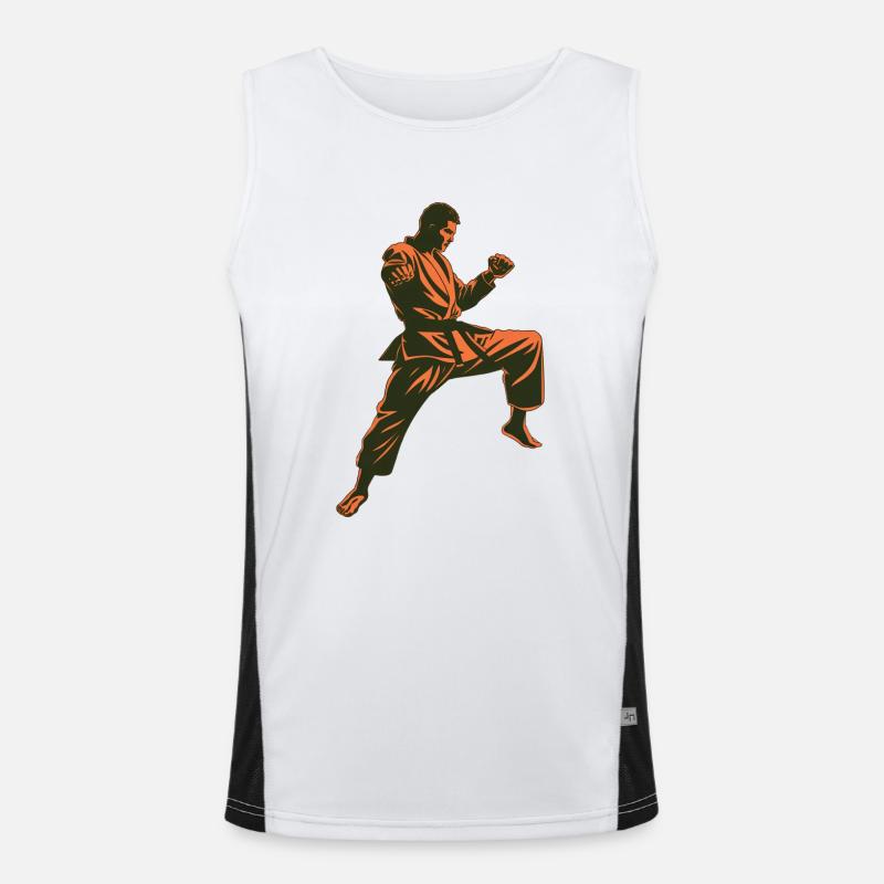 Powerful Karate Design for Martial Arts Fans Men's Functional Contrast Tank Top 