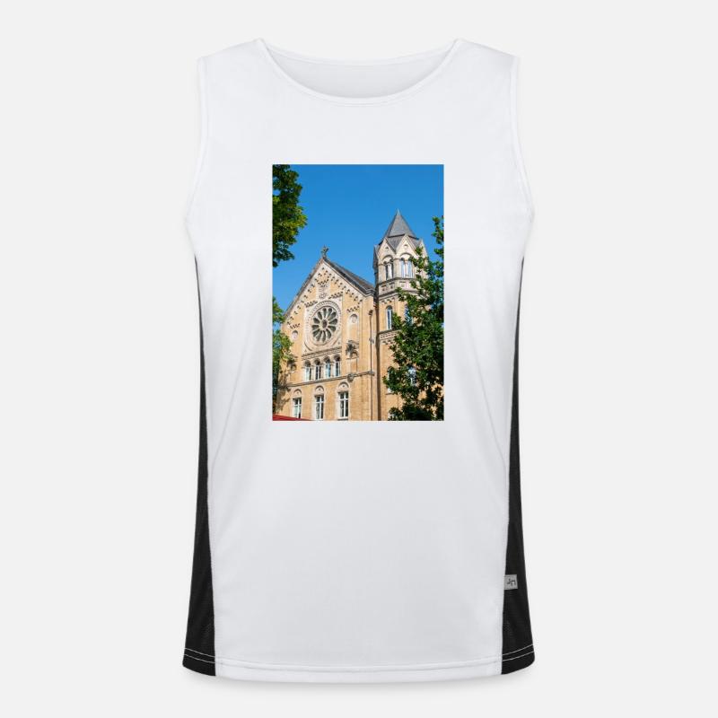 bâtiment historique école secondaire Ratsgymnasium Débardeur respirant contrasté Homme 