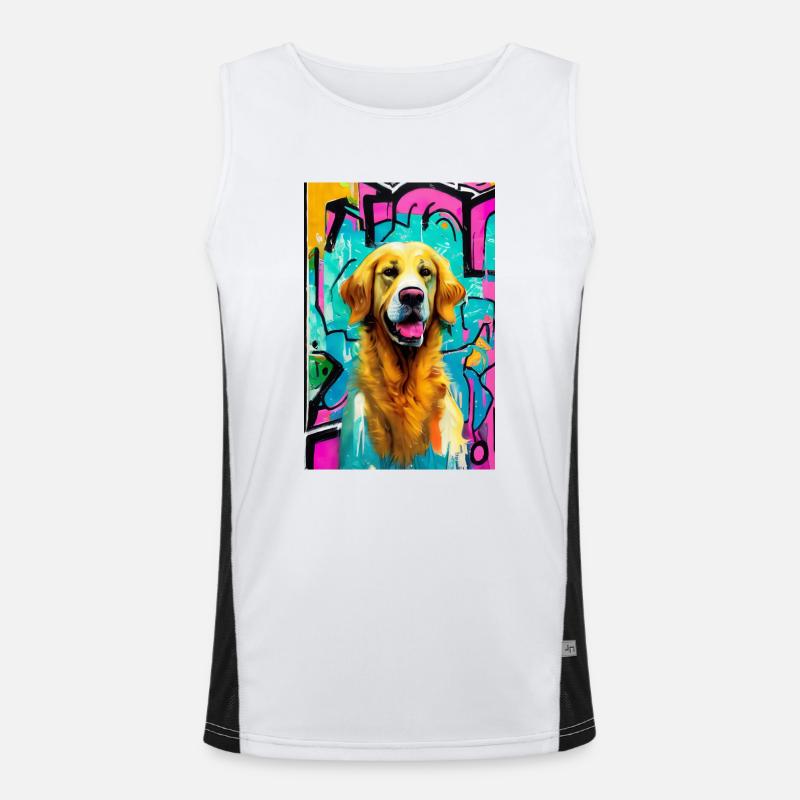 Impression Pop Art, Moderne, Golden Retriever Débardeur respirant contrasté Homme 