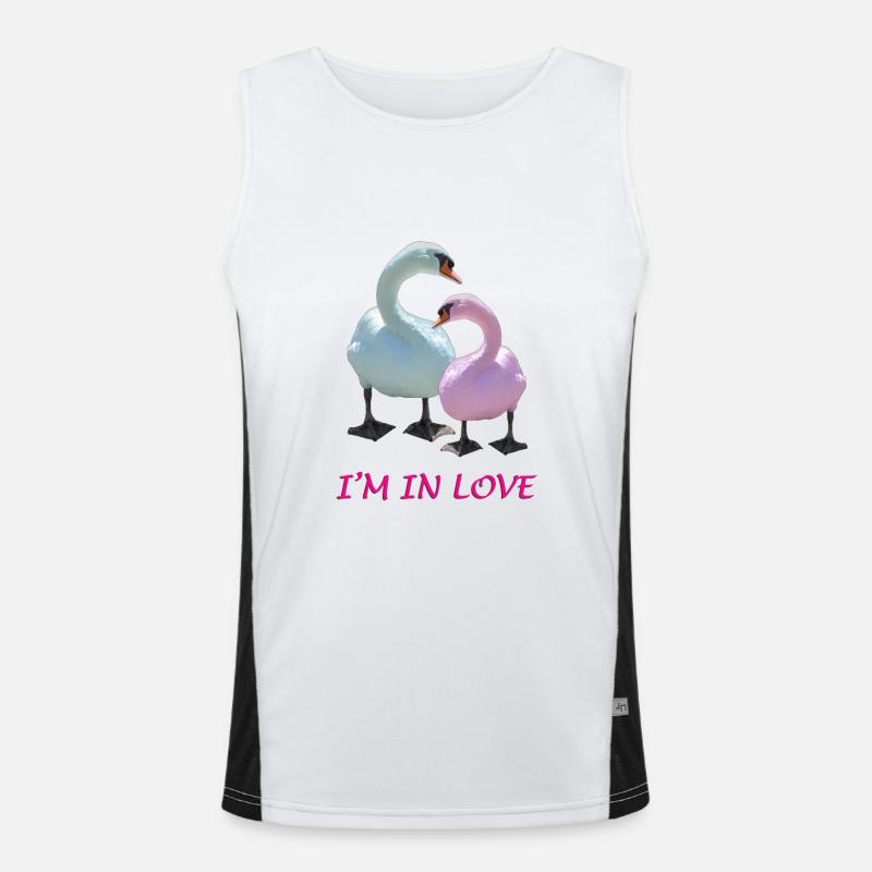 Schwanen-Liebe Funktionelles Kontrast-Tank Top für Männer 
