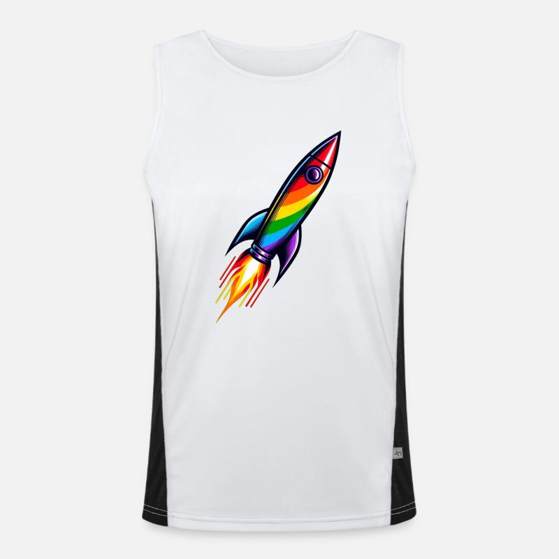 Rainbow Rocket | Rocket launch Men's Functional Contrast Tank Top 