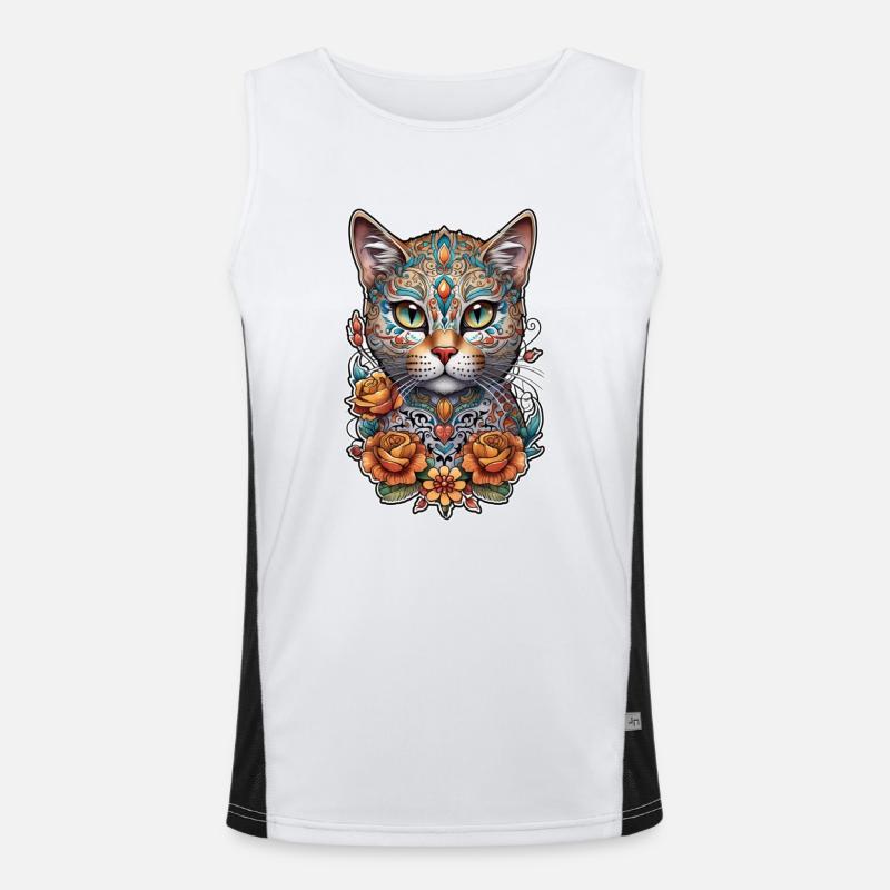 chat mexique - dia de los muertos Débardeur respirant contrasté Homme 