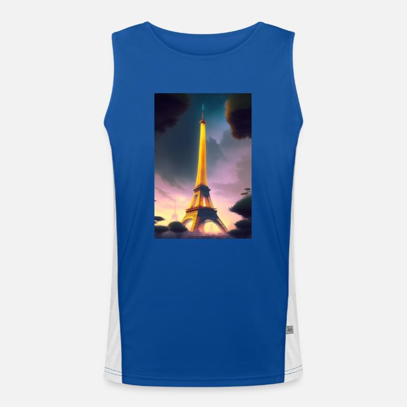 Eiffel Tower Men's Functional Contrast Tank Top 