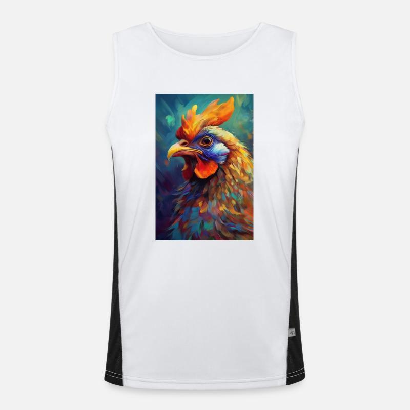 Ein buntes Huhn Portrait 2 Funktionelles Kontrast-Tank Top für Männer 