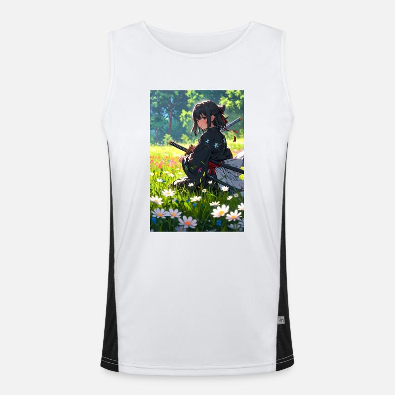 Samurai Anime Girl – Tradition meets elegance Men's Functional Contrast Tank Top 