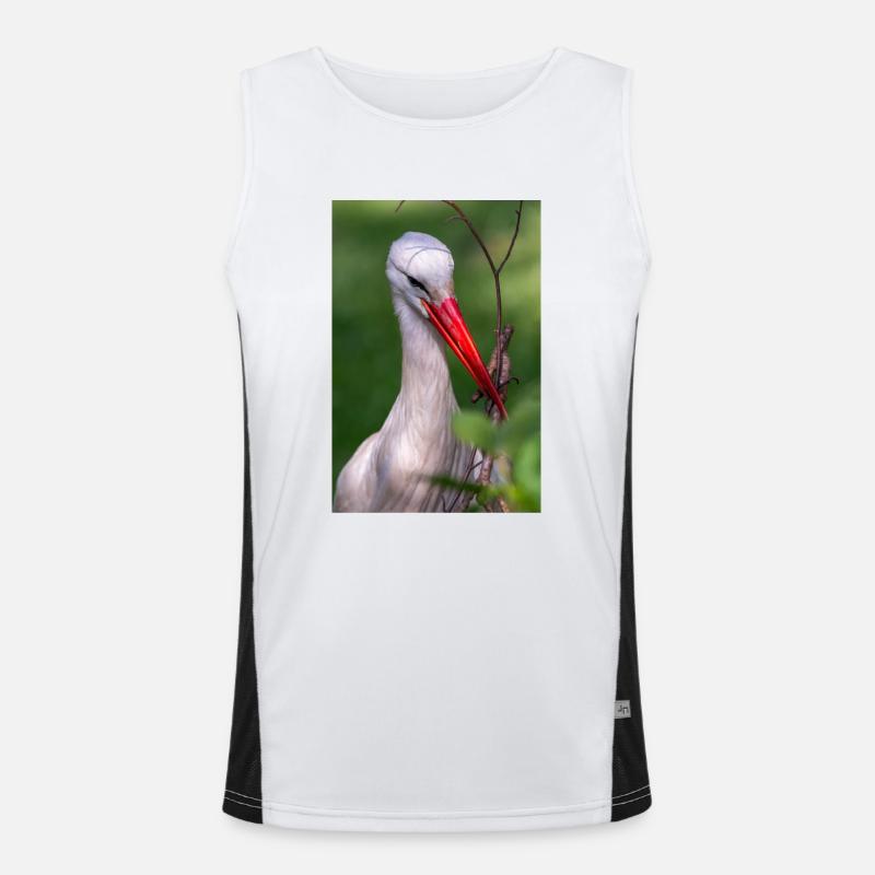 White stork (in german Weißstorch or Klapperstorch Men's Functional Contrast Tank Top 