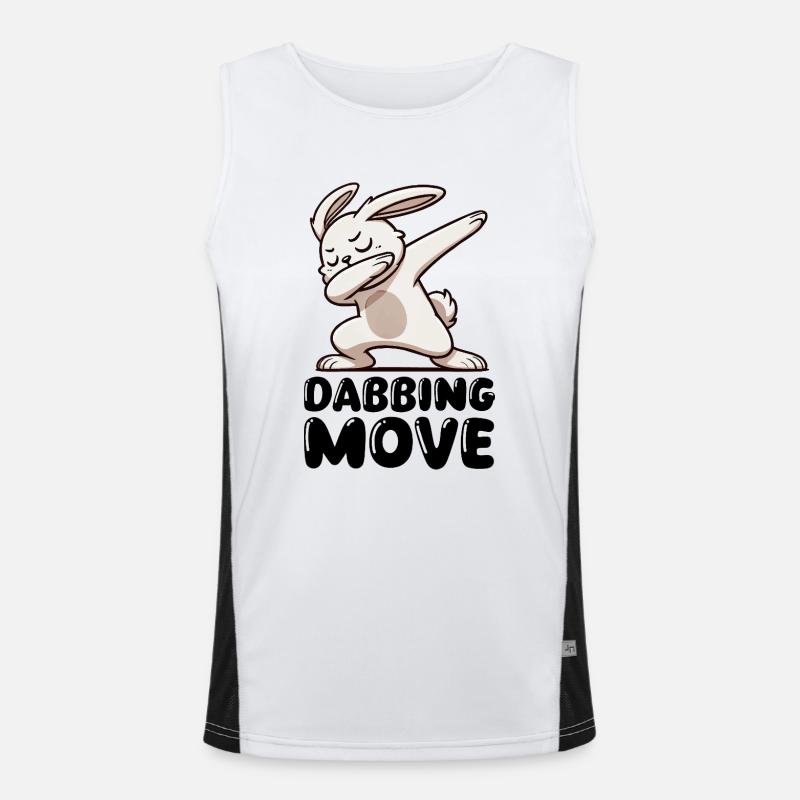Rabbit Rabbit Dabbing - Men's Functional Contrast Tank Top  - white/black