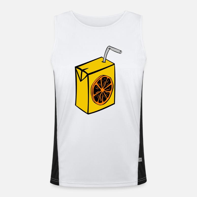 juice box cardboard one-way straw orange drinks Men's Functional Contrast Tank Top 