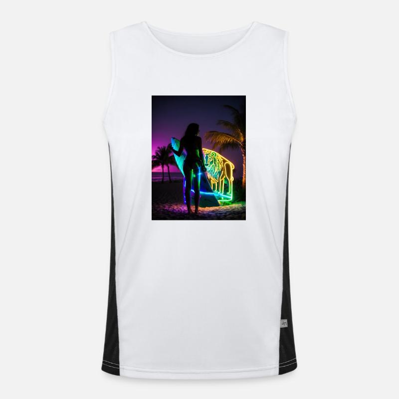 Lion Surfer Funktionelles Kontrast-Tank Top für Männer 