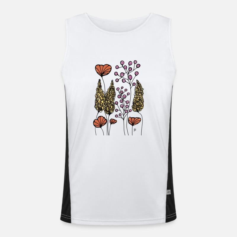Fleurs orange dessin Fineline Coloré Débardeur respirant contrasté Homme 