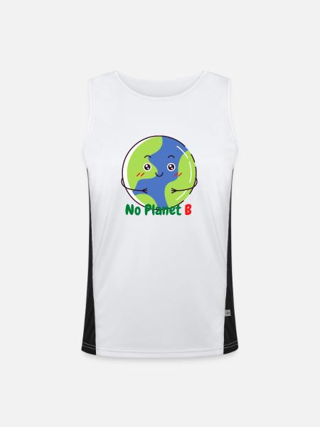 No Planet B - Débardeur respirant contrasté Homme  - blanc/noir - Devant