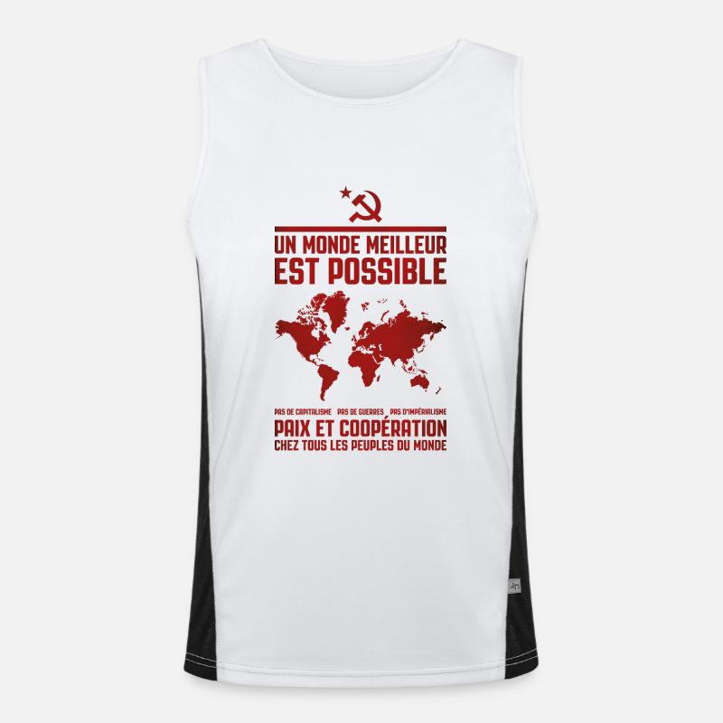 A Better World 2 - Men's Functional Contrast Tank Top - white/black