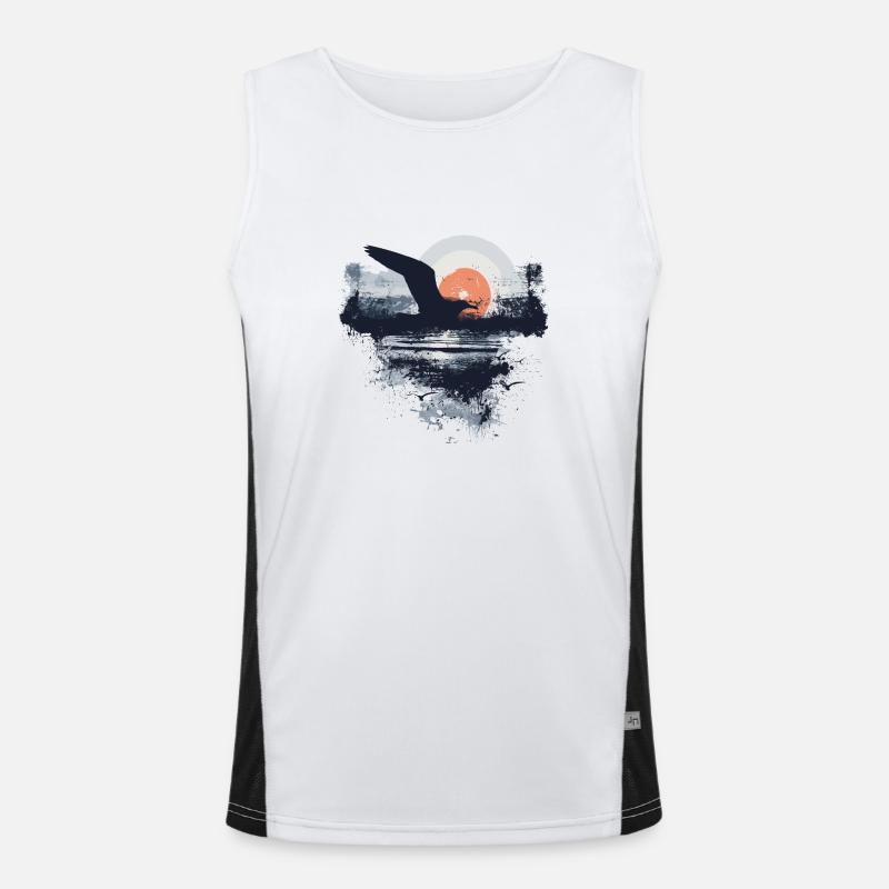 Möwe Seevogel Leuchtturm Funktionelles Kontrast-Tank Top für Männer 