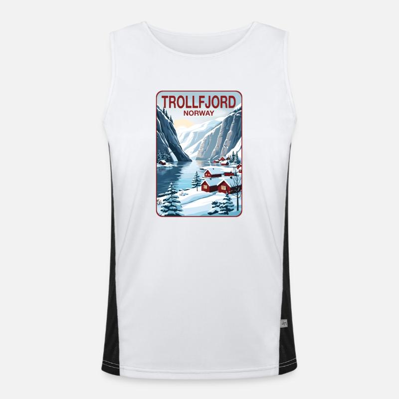 Trollfjord - Men's Functional Contrast Tank Top  - white/black