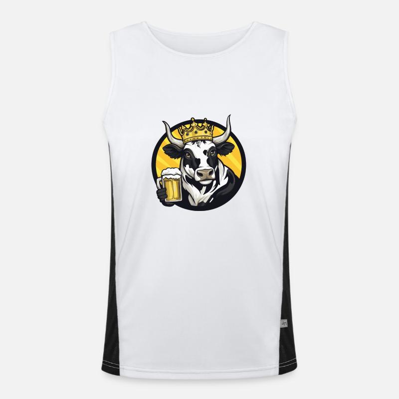 Cow Beer Comic - Men's Functional Contrast Tank Top  - white/black
