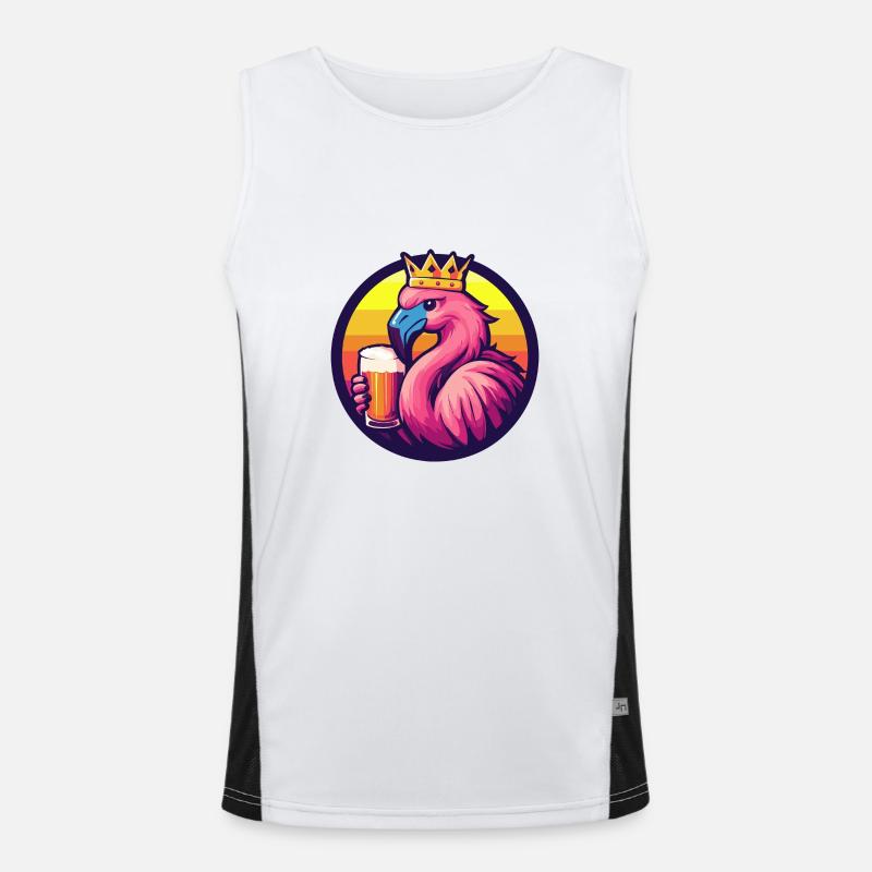 Flamingo Bier Comic Funktionelles Kontrast-Tank Top für Männer 