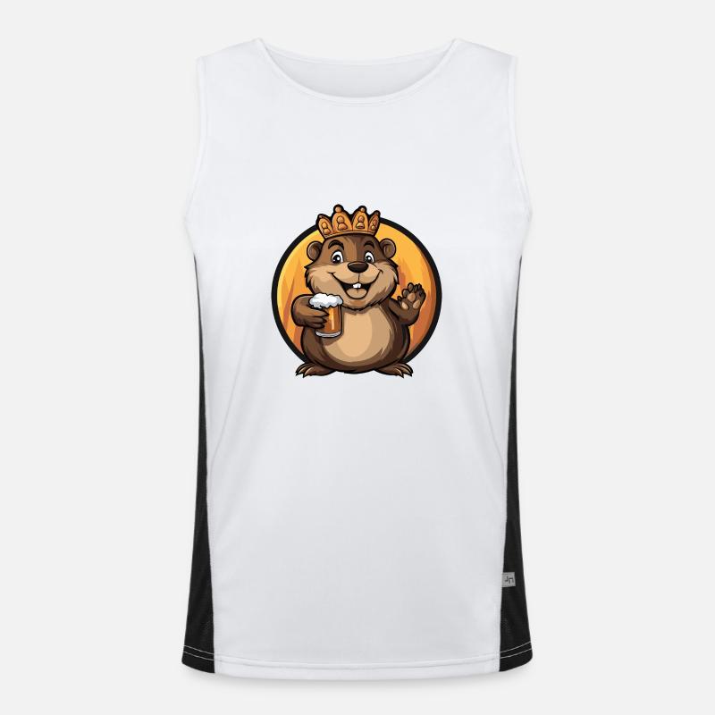 Beaver Beer Comic - Men's Functional Contrast Tank Top  - white/black