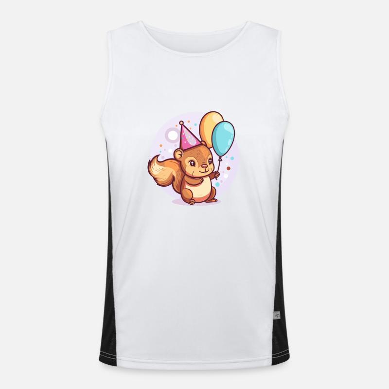 Squirrel Birthday Comic - Men's Functional Contrast Tank Top  - white/black