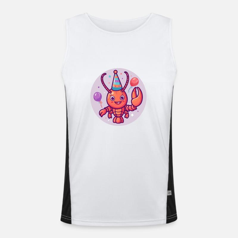 Lobster Crab Birthday Comic - Men's Functional Contrast Tank Top  - white/black