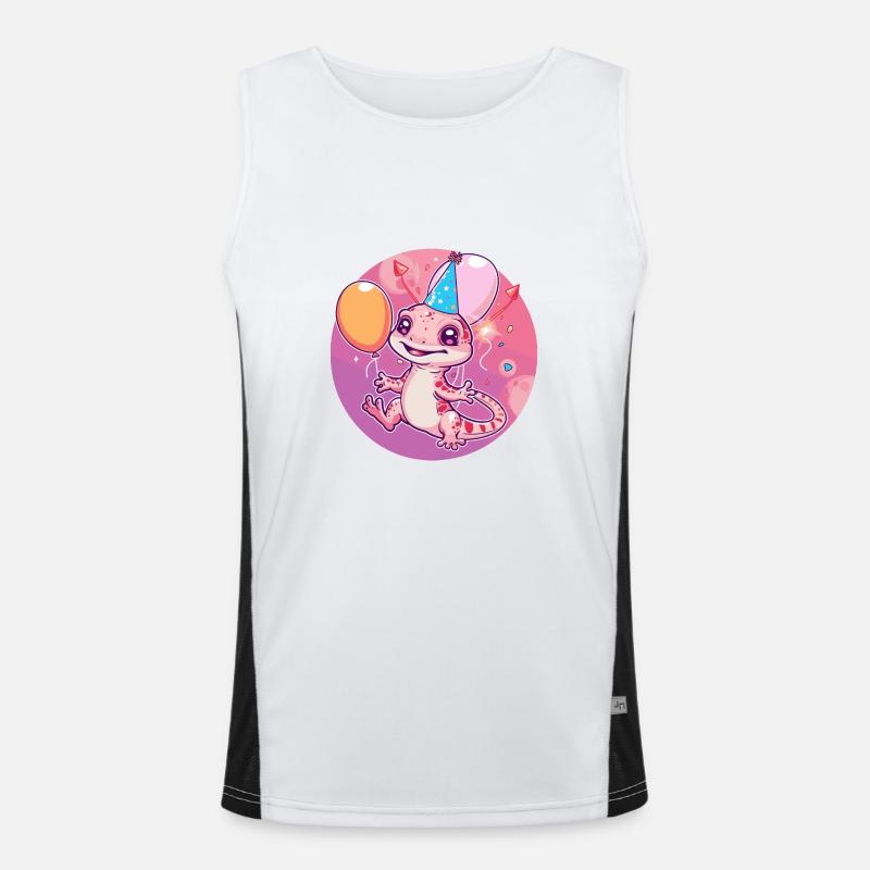 Lizard Birthday Comic - Men's Functional Contrast Tank Top  - white/black
