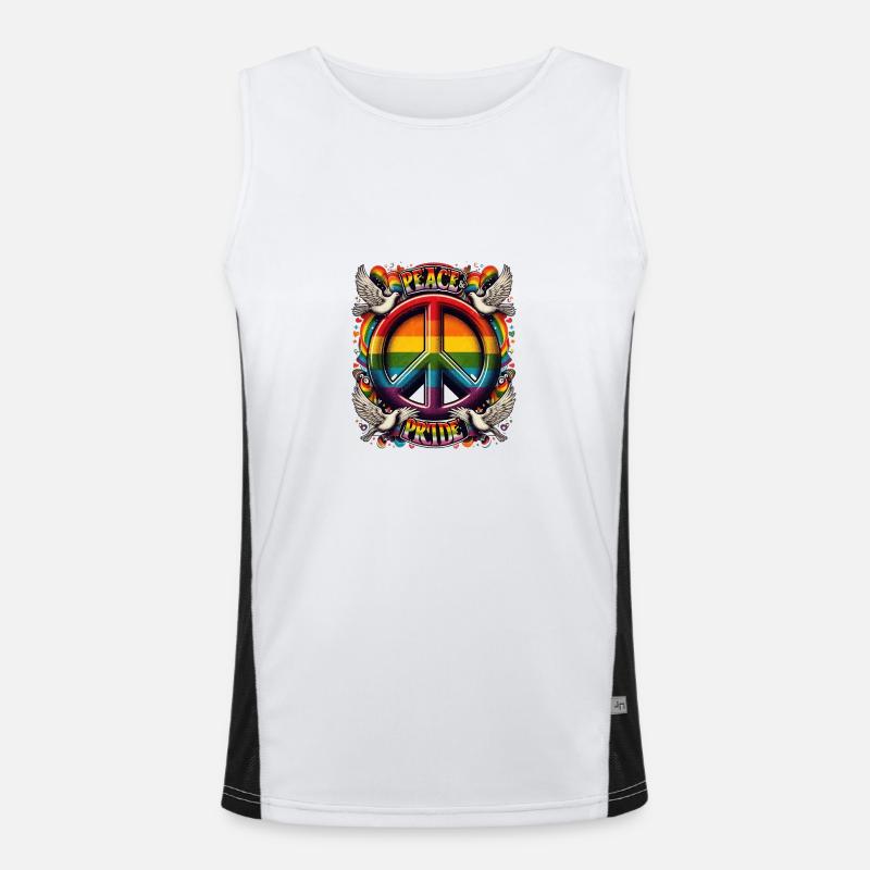 Rainbow Peace and Pride Vibrant Artwork Funktionelles Kontrast-Tank Top für Männer 