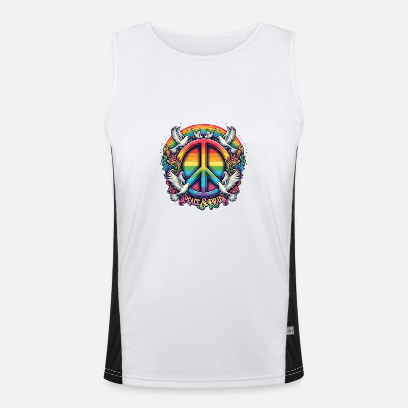 Mois de la fierté LGBT Peace and Pride Design Débardeur respirant contrasté Homme 