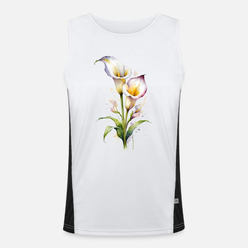 Élégance à l’aquarelle : Le lys calla Débardeur respirant contrasté Homme 